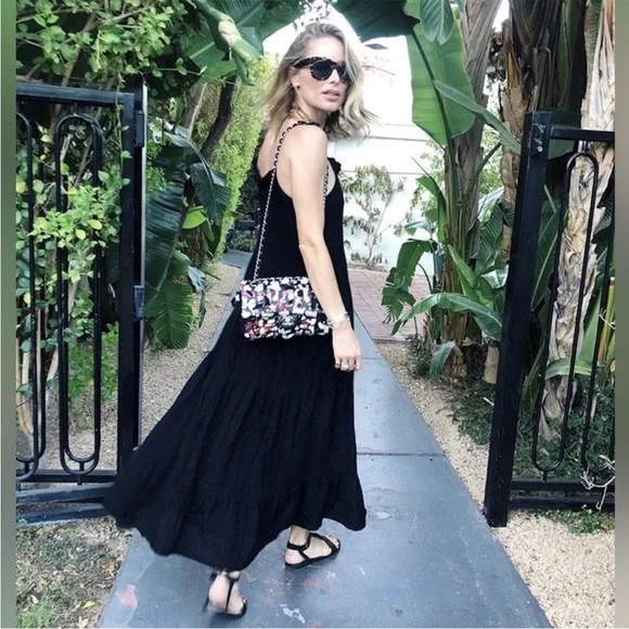 Anine Bing Agnes Black Tie Shoulder Cotton Maxi
Dress Small - Picture 7 of 11